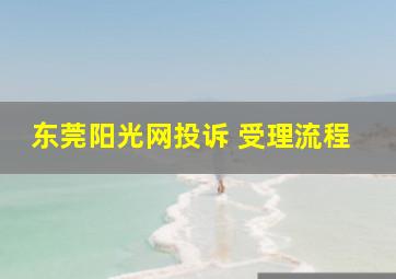 东莞阳光网投诉 受理流程